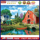 Full Embroidery DIY Canvas Stamped 11CT Cross Stitch Farm View Kit Ornament