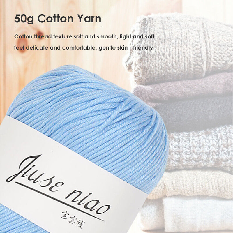 50g Pure Cotton Thin Yarn Crochet Knitting Baby Threads Soft Material DIY Tools