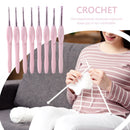 8pcs Plastic Handle Knitting Needles Aluminum Crochet Hooks DIY Tools Set 2-6