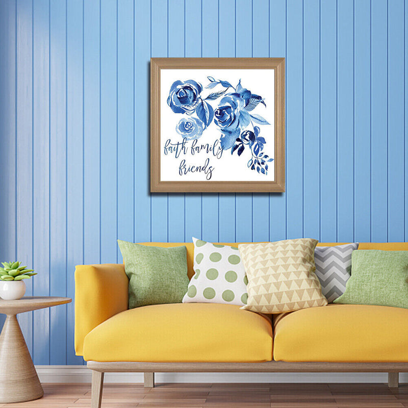 Blue Ink Flower Oil Paint By Numbers Kit DIY Acrylic Painting on Canvas no