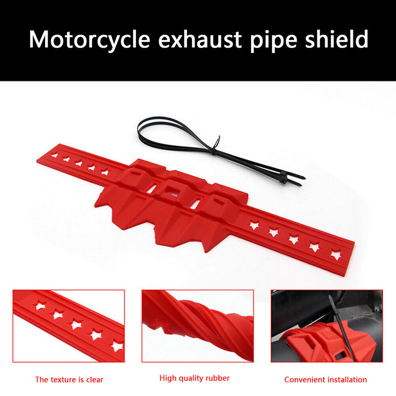 Universal Silicone Motorcycle Silencer Round Oval Exhaust Protector (Red) Newly