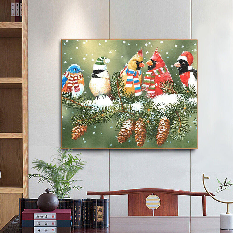 Snow Bird Oil Paint by Numbers Hand Painted Frameless Picture Home Ornament Kit