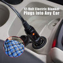 Electric Car Blanket - 12V Heated Travel Blanket - Unwashable (Blue Plaid) Newly