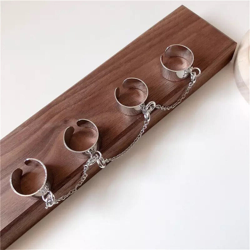 Women Open Adjustable Multi-Layer Hip Pop Jewelry Finger Rings Punk