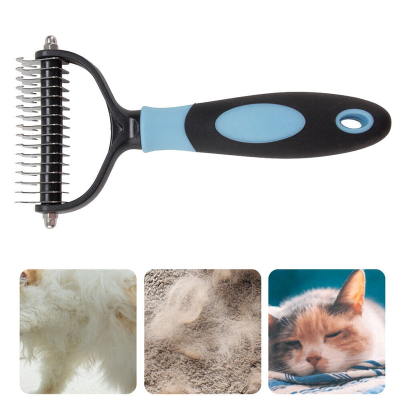 Pet Deshedding Brush Cat Dog Hair Grooming Comb Hair Shedding (Blue L) Newly