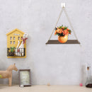 Wood Swing Hanging Rope Plant Pot Rack Indoor Outdoor Decor Shelves (B)