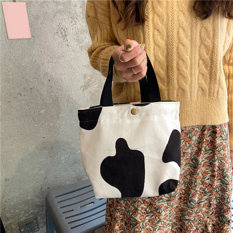 Portable Corduroy Lunch Bags Student Animal Pattern Bento Case Lunch Picnic Tote