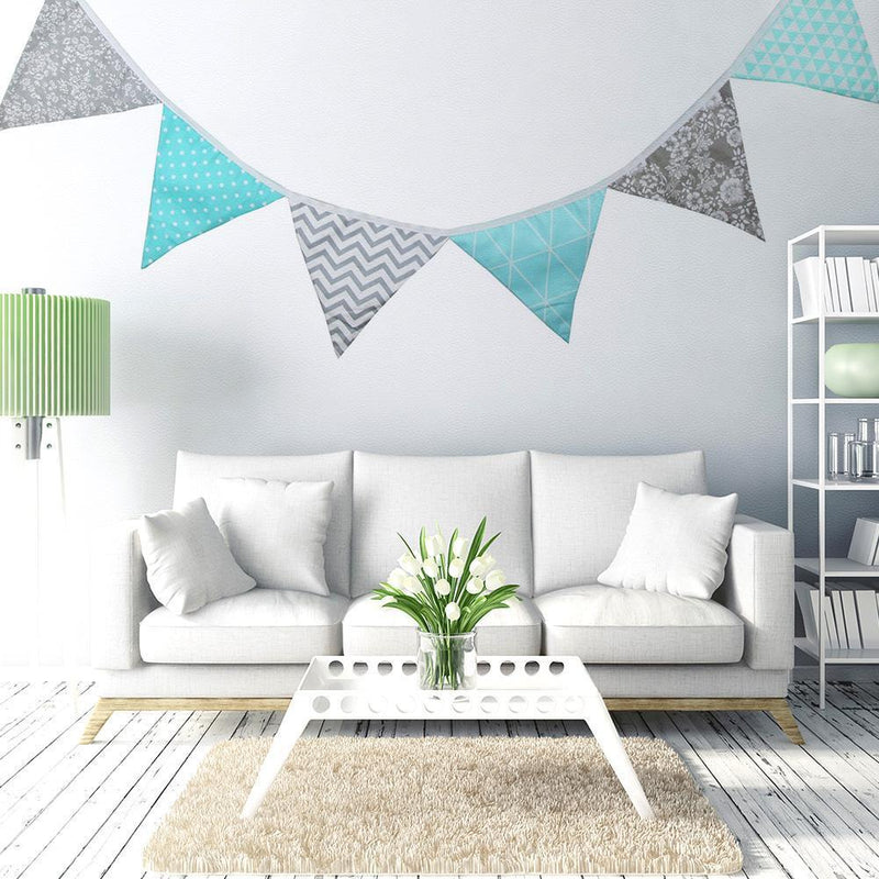 12 Flags Fabric Triangular Flag Bunting Banners Wedding Party Home Decor