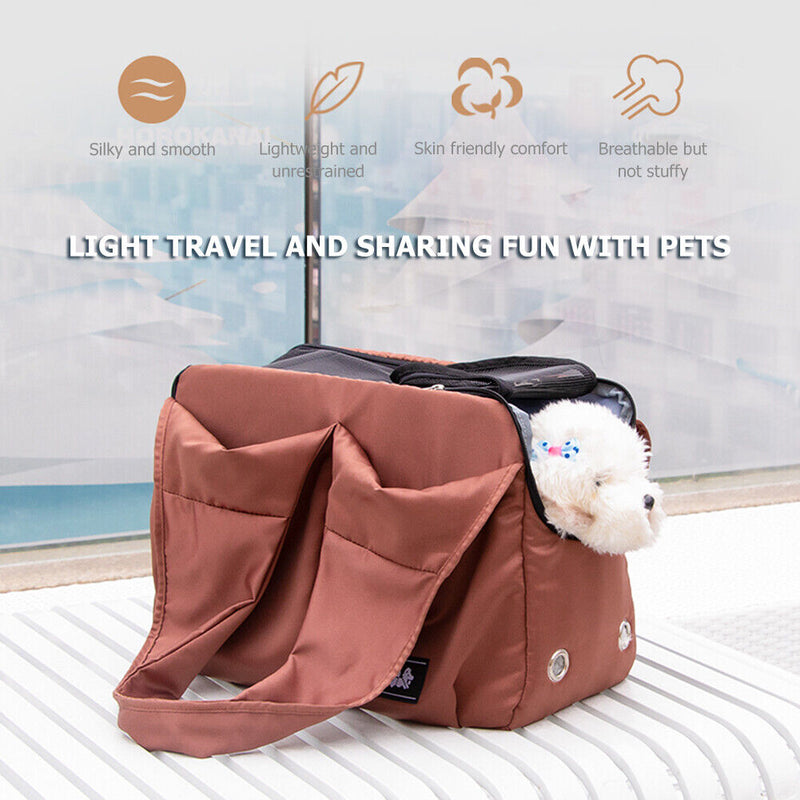 Travel Pet Shoulder Bag Waterproof Small Cat Dog Carrier Handbag (Caramel)