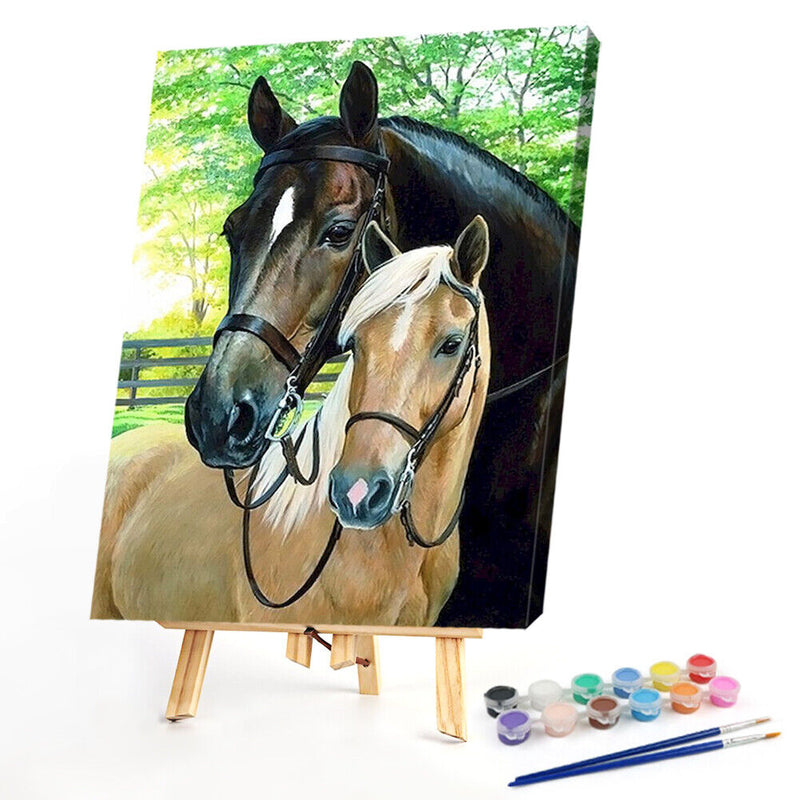 Fine Horse Oil Paint By Numbers Kit DIY Frameless Drawing Picture for Adults