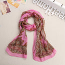 Women Chiffon Scarf Vintga Printing Elegant Shawls Silk Scarf (Pink)