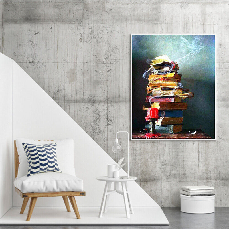 Book Oil Paint By Numbers Kit DIY Acrylic Painting on Canvas Frameless Arts
