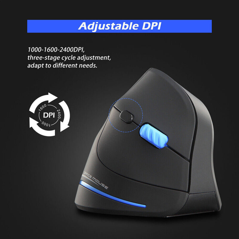 ZELOTES F-35A Wireless Vertical Mouse 2400DPI Optical Mice for Home Office Gamer