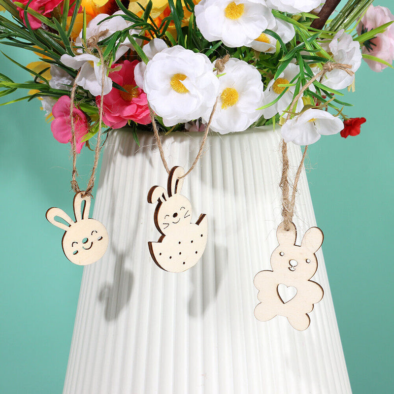 Easter Decorations Easter Wood Chips Hanging Ornaments Easter Rabbit Eggs