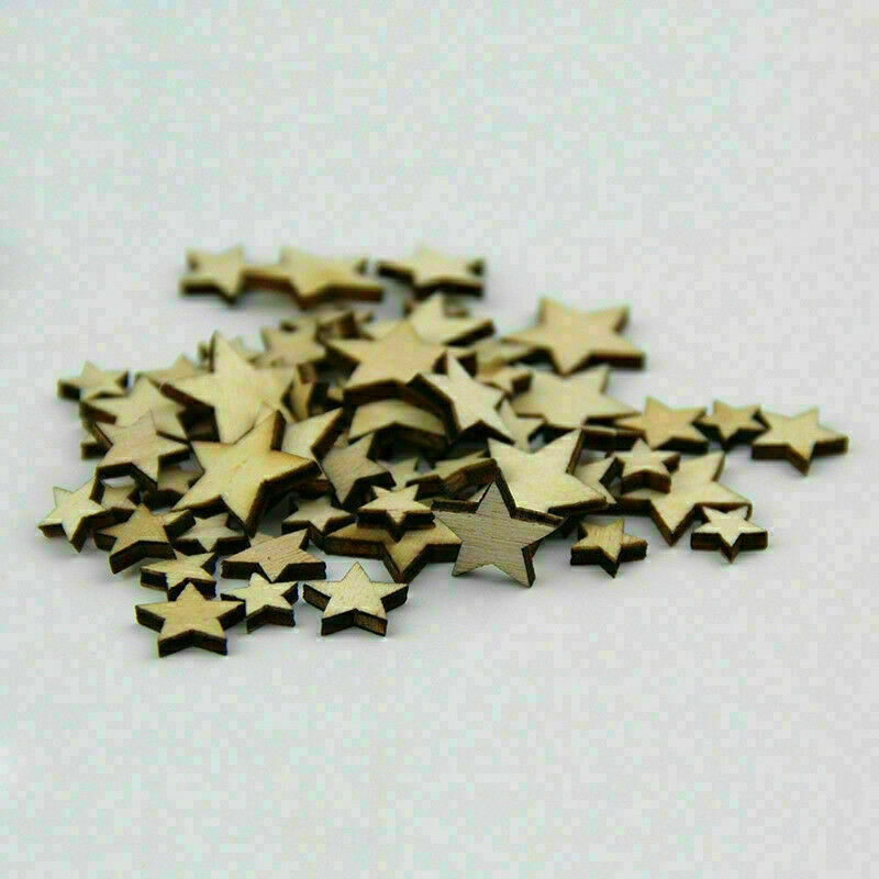 50pcs Wooden Mixed Wood Star Embellishment Cardmaking N9U1 Z1Z0 G9Y6 Z5S2 K5A8