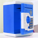 Electronic Piggy Bank ATM Password Money Automatic Save Safe Box(White Blue
