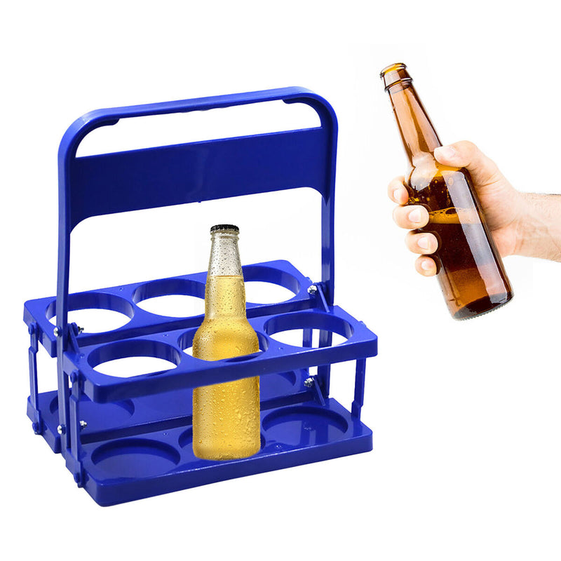 Portable Beer Rack Foldable Plastic Beer Basket Durable Wine Rack (Blue) Newly