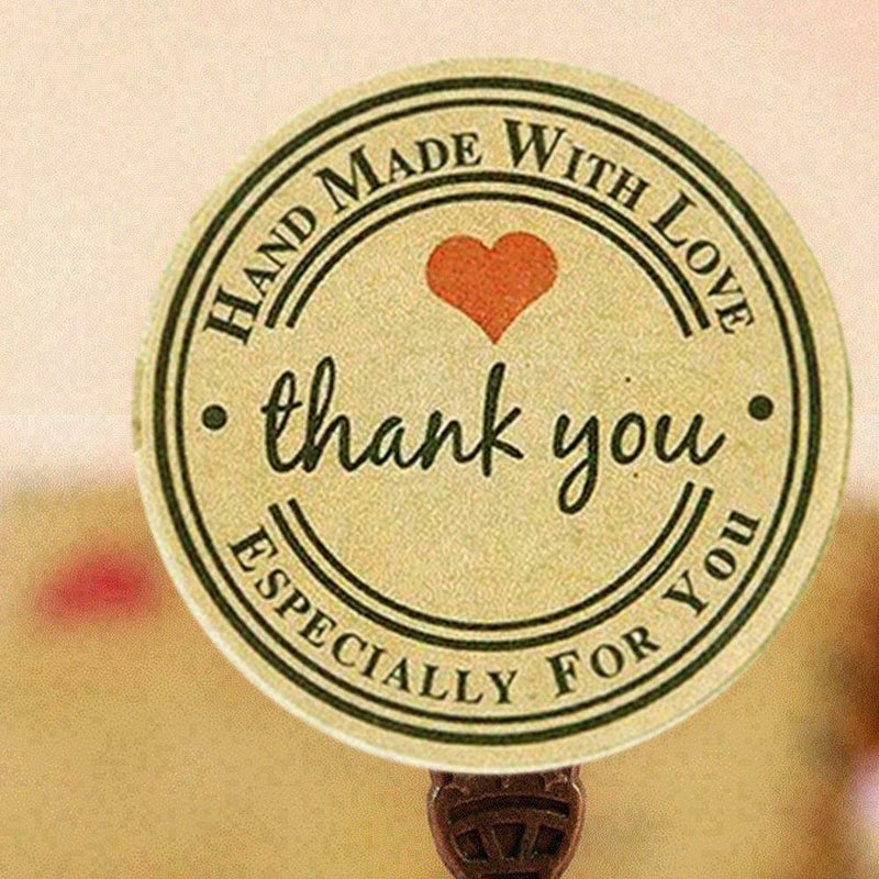 500pcs/Roll Hand made with Love Thank you Stickers Scrapbook Lables C L6C0 U5E3