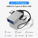 2 in 1 OTG Adapter High Speed USB3.0 to Type C Micro USB Male Charging Converter