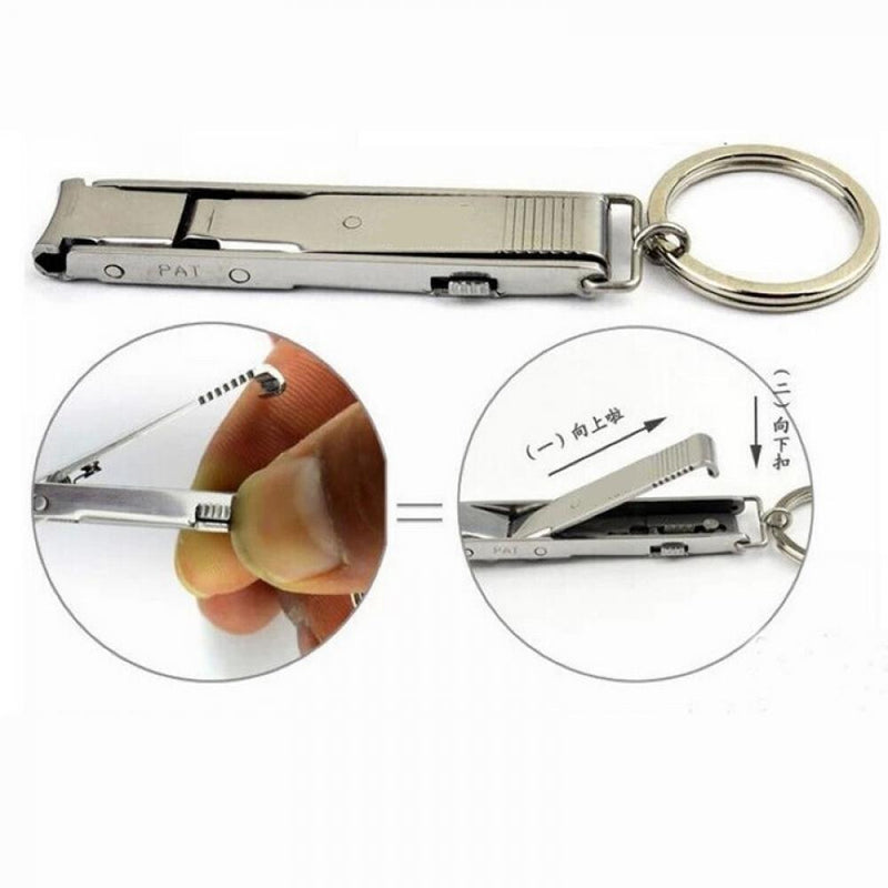 EDC Foldable Keyring Toe Care Stainless Steel Nail Clipper Trimmer Cutter