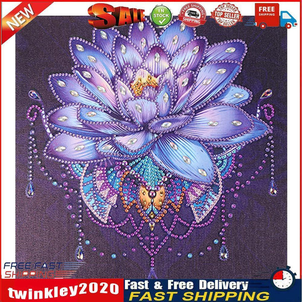 5D Diy Diamond Painting lotus Special-shape Partial Drill Art Newly