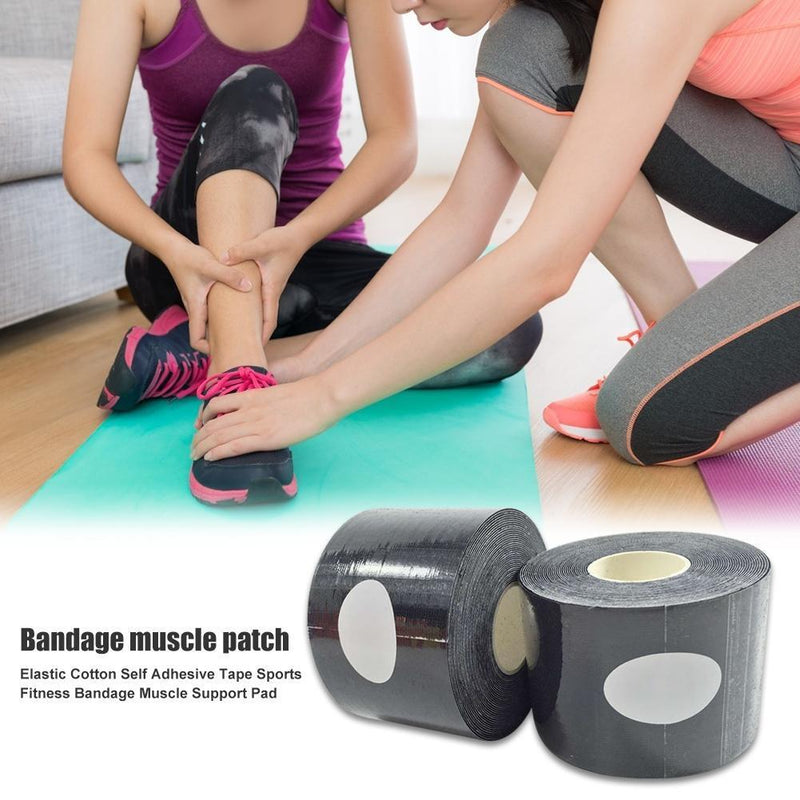 3.8cmx5m Elastic Adhesive Tape Sports Bandage Muscle Support Pads (Black)