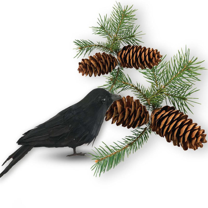 Halloween Black Feathered Crows Realistic Black Birds Ravens Props.