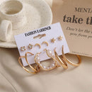 Women Women Gift Earrings Jewelry Drop Earrings Set Geometric Zircon Earring