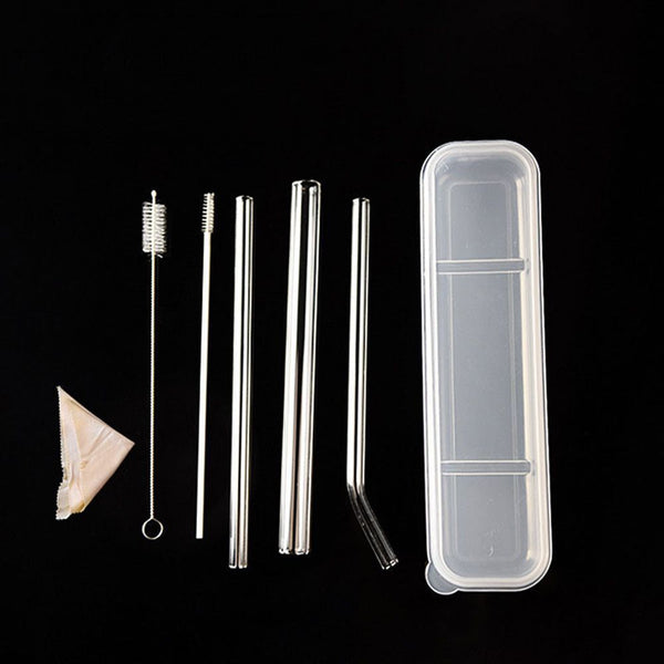 Wedding Transparent Drinking Clean Brush Plastic Box Glass Straws Straight Bent