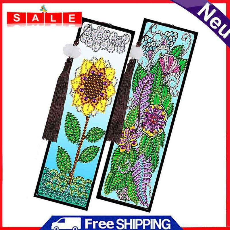 2x Diamond Painting Bookmark DIY Special Drill Animal Flower Tassel Gift Crafts