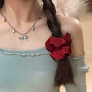 Fashion Women Bow knot Heart Necklace Pendant Clavicle Chain Jewelry D2B1