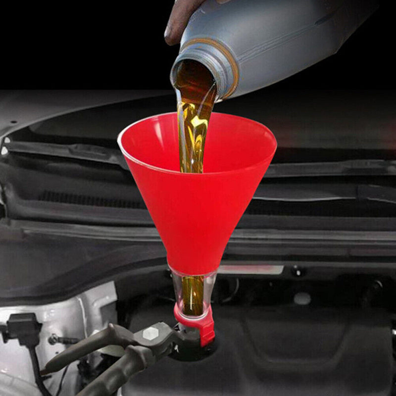 Engine Oil Filling Set Universal Oil Funnel with Adjustable Width Holding Clamp