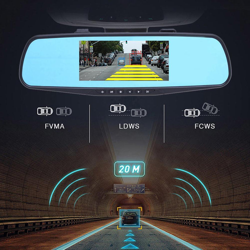 HD 1080P 4.3 inch Dual Lens Car DVR Rear View Mirror Dash Cam Video Camera Newly