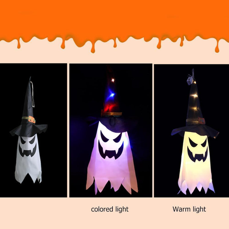 Halloween Decoration LED Flashing Light Glowing Wizard Ghost Hat Lantern (W