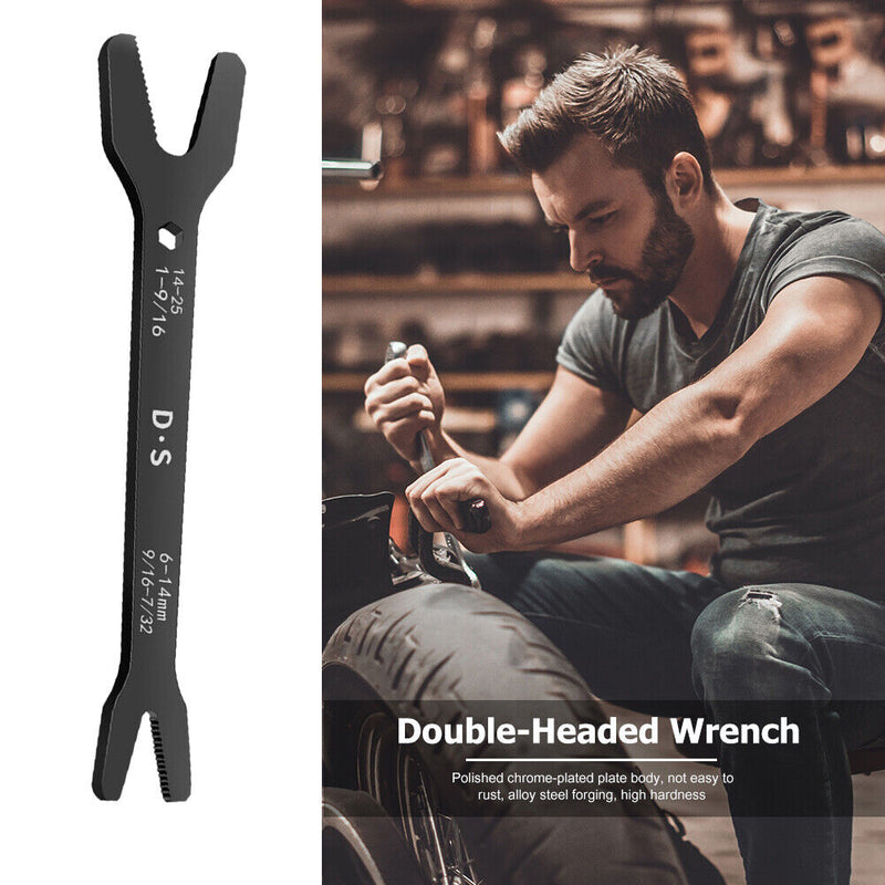 6-25mm Bicycle Wrench V-Groove Double Open End Spanner Repair Tools Black Newly