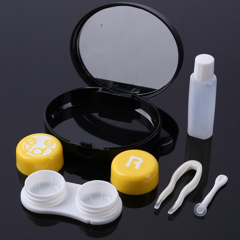 Portable Contact Lens Box Set Invisible Glasses Wearing Tool (Yellow)