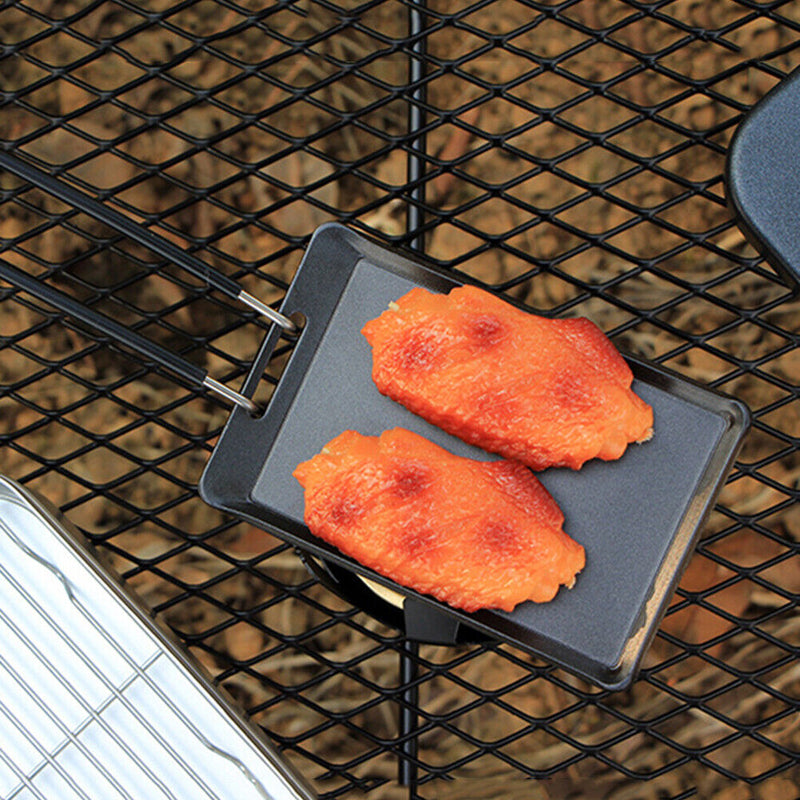 Mini BBQ Grill Pan for Camping Outdoor Picnic Cookware Nonstick Grill Baking Pan