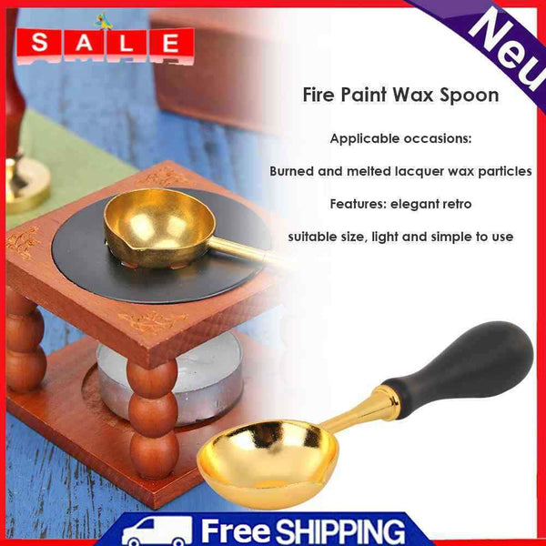 Copper fire color seal paint spoon wood handle burning melting stamp metalw