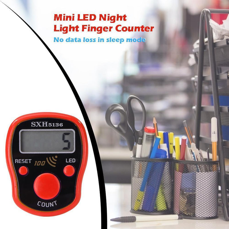 0-99999 LCD Finger Counter LED Luminous Electronic Tally Counter (Red)