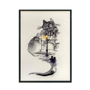Partial Embroidery 14CT DIY Ink Cat Building Counted Cross Stitch Kit Art Newly