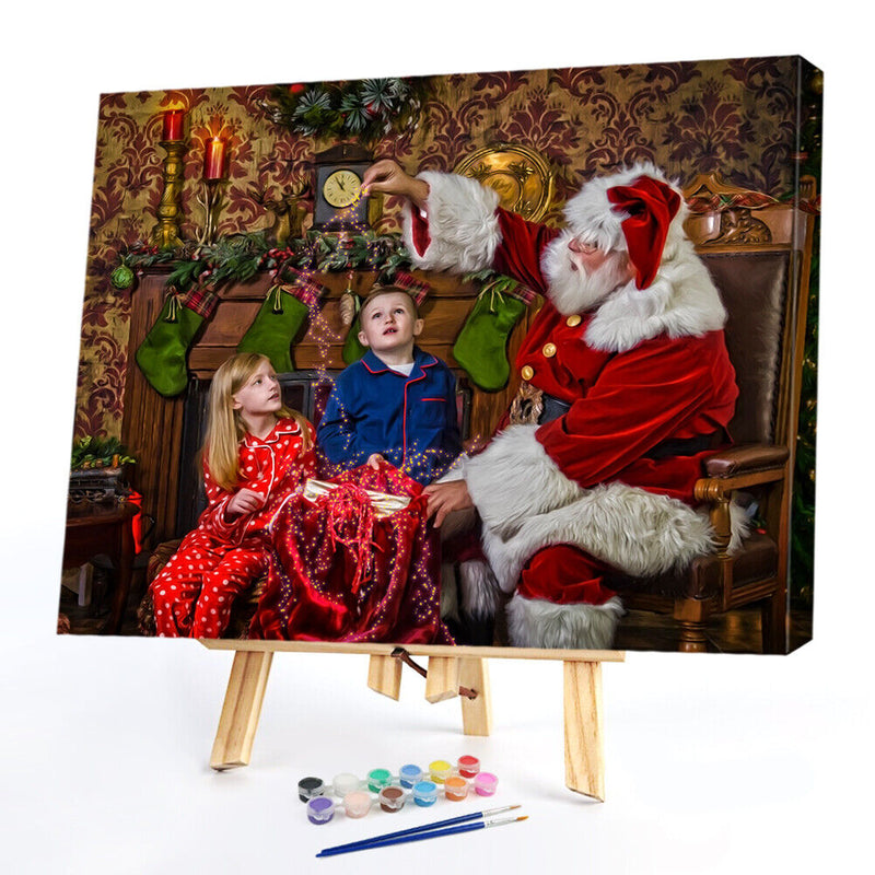 Santa Claus Oil Paint By Numbers Kits Canvas Christmas Drawing DIY Coloring Gift