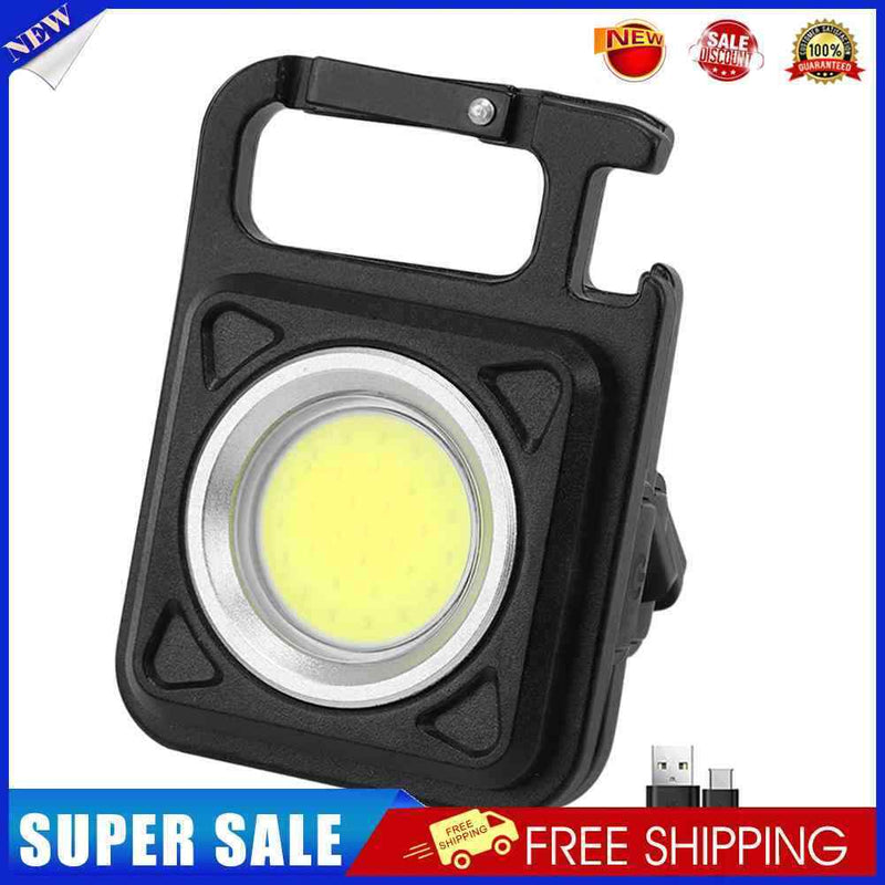 COB Flashlight Portable Magnet Repair Working Lamp Mini Key Light (Black)