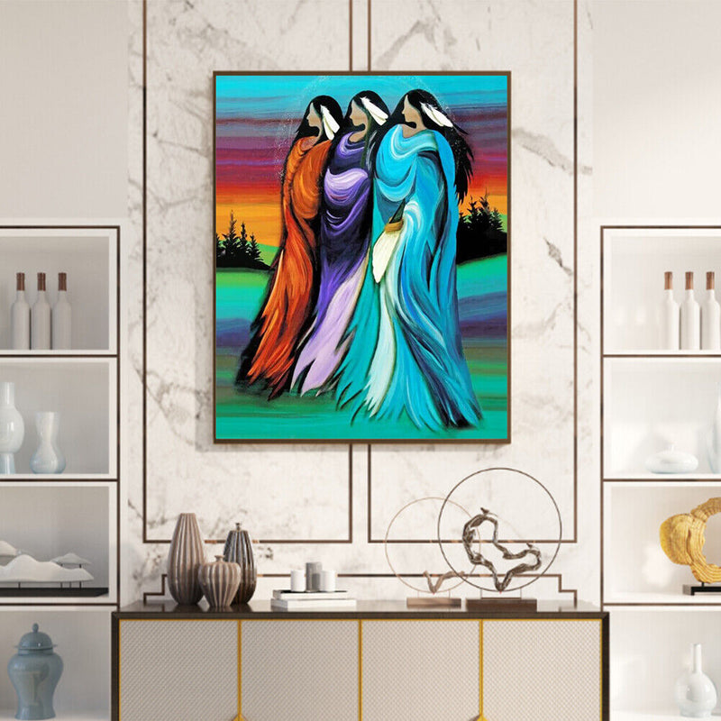 Three Sisters Oil Paint By Numbers Kit DIY Acrylic Painting on Canvas Decor