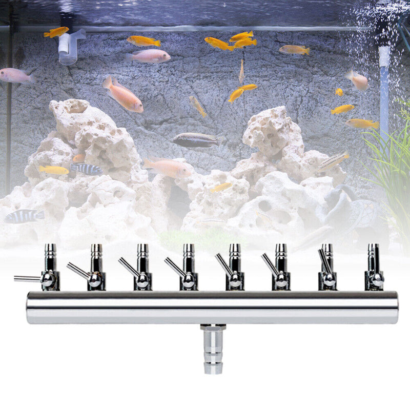 Air Oxygen Pump Aquarium Fish Tank Stainless Steel Splitter Hose (8 Ways) Newly