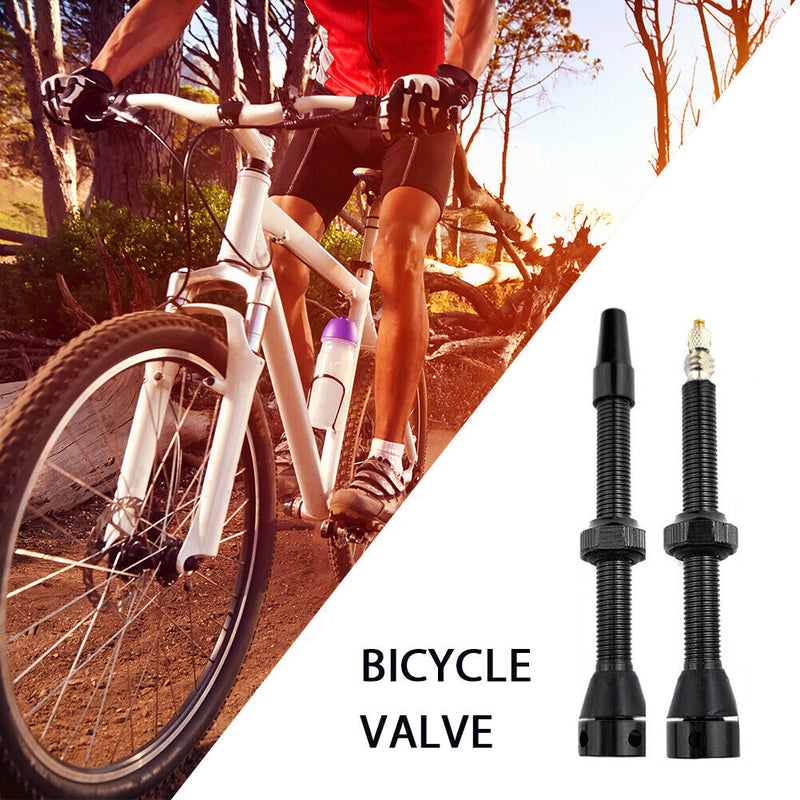 Bike Tubeless Presta Valve Set Bike CNC Machined Anodized Tool (60mm Black)