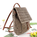 Women Straw Backpack Handmade Woven Casual Beach Holiday Shoulders Bucket Bag