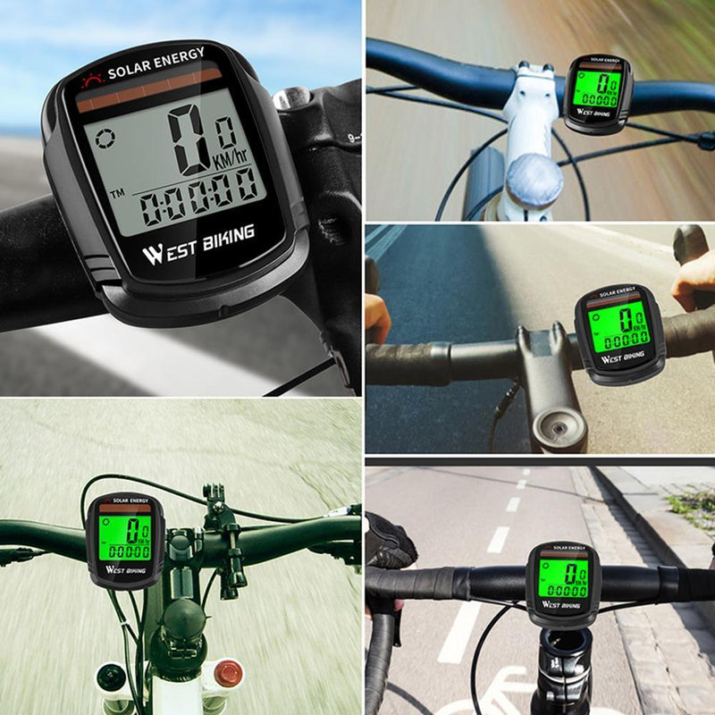 WEST BIKING Solar Energy MTB Bike Computer Bicycle Wireless Backlight Odometer