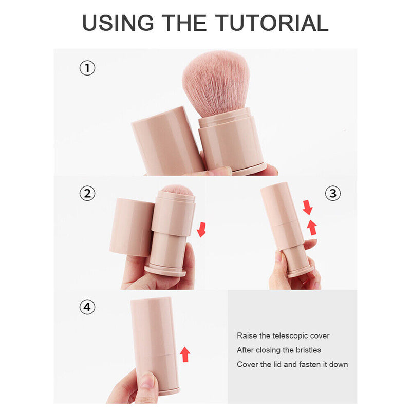 1pcs Makeup Brushes Retractable Powder Foundation Face Loose Brush (Pink) Newly