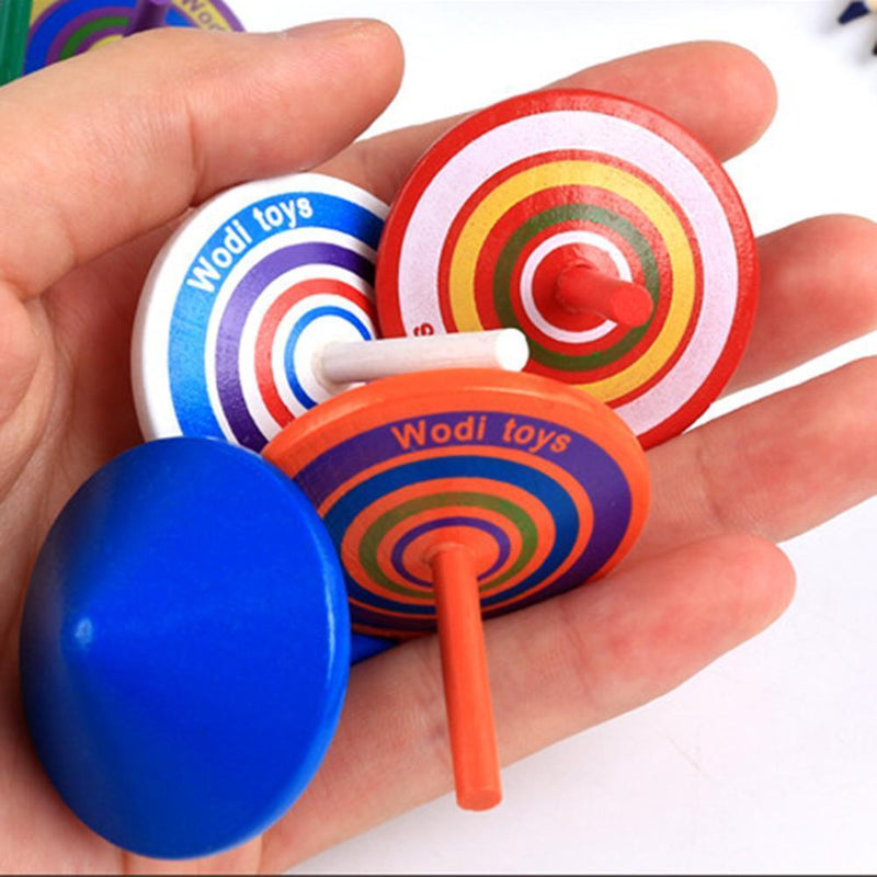 Wood Gyro Kids Toys Relief Stress Desktop Spinning Top Toys Gifts (Circle) Newly