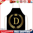 Letter D Printed Linen Apron Kitchen Waterproof Home Cooking Bibs (82x68cm)